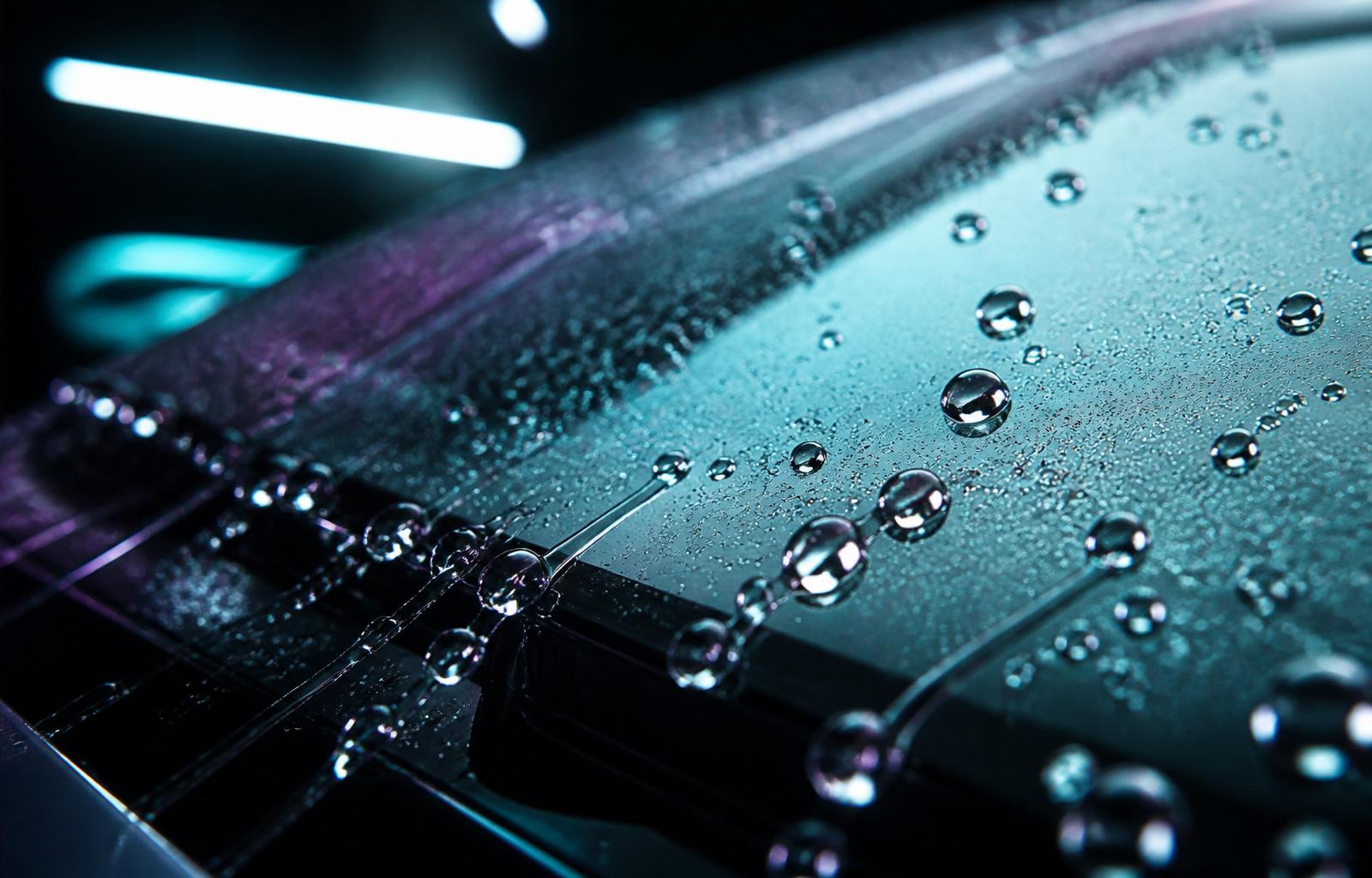Water beading off treated glass
